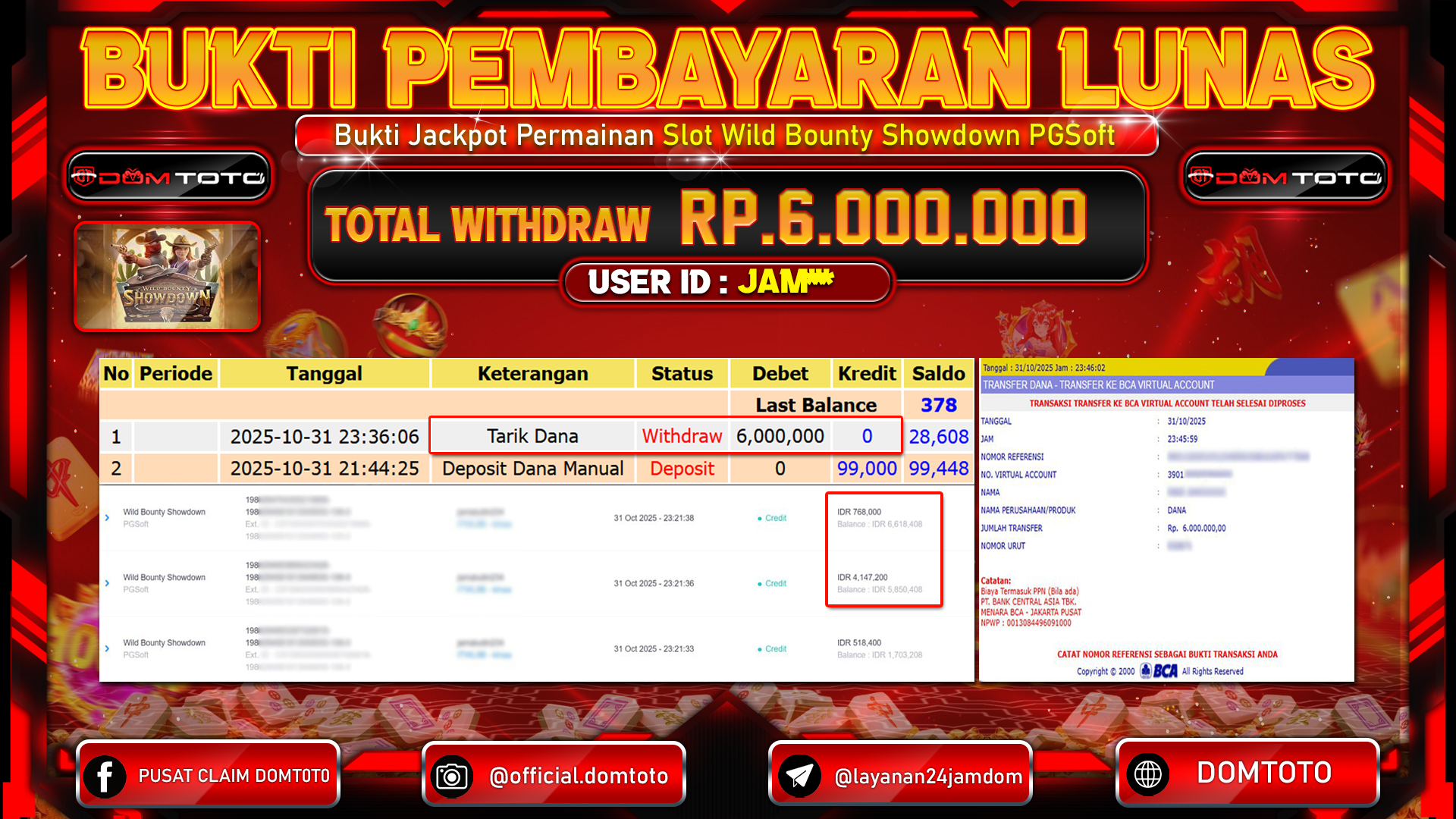 JACKPOT SLOT Wild Bounty Showdown PGSoft 31 OKTOBER 2025